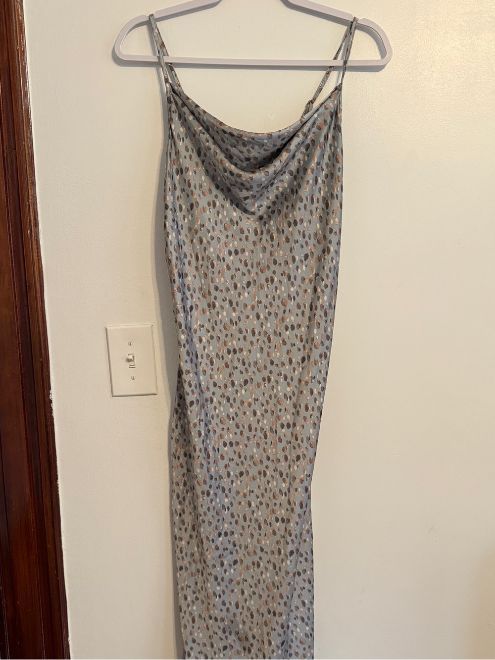 bebe Silver-Gray Animal Print Slip Maxi Dress